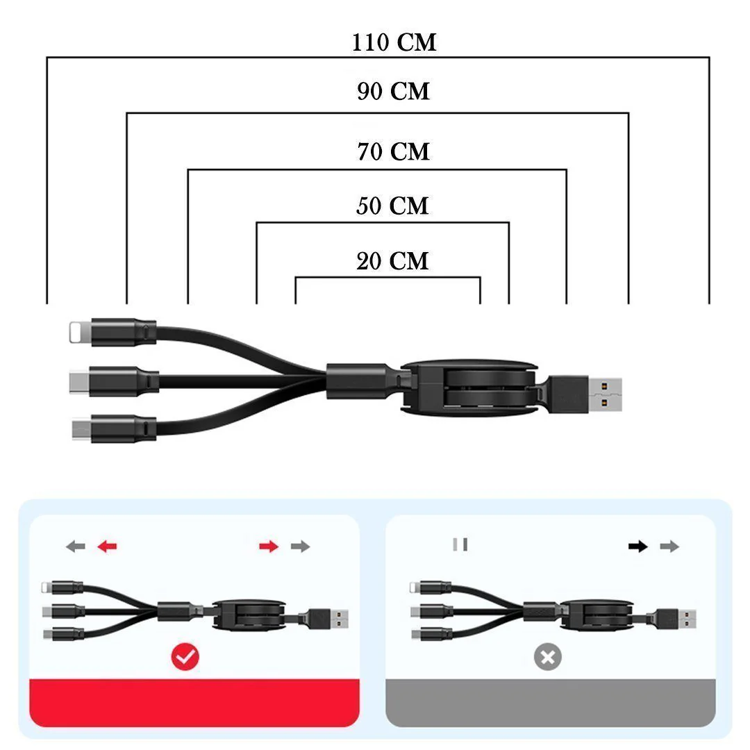 3-1 Retractable charging cable for IOS, Micro and Type-c - Image 10