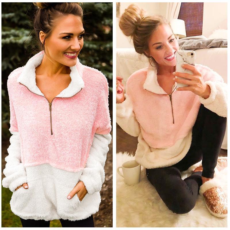 Autumn and winter fashionable pocket zipper Plush coat - Image 3