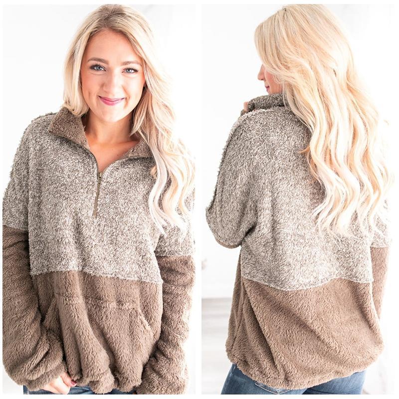 Autumn and winter fashionable pocket zipper Plush coat - Image 5