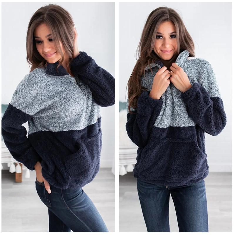 Autumn and winter fashionable pocket zipper Plush coat - Image 6