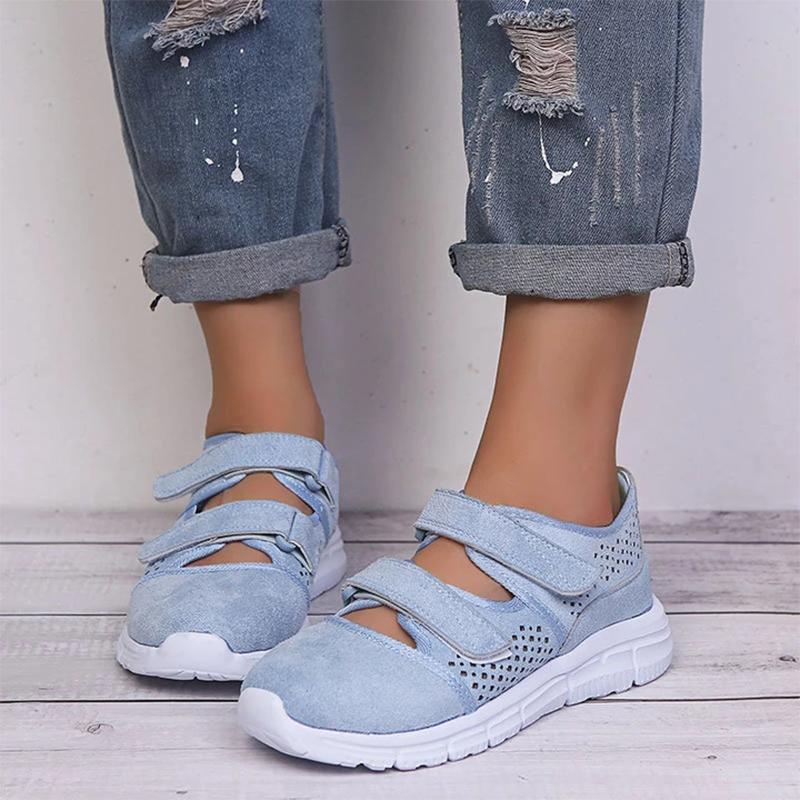 Breathable Mesh Hook Loop Flat Sneakers - Image 3