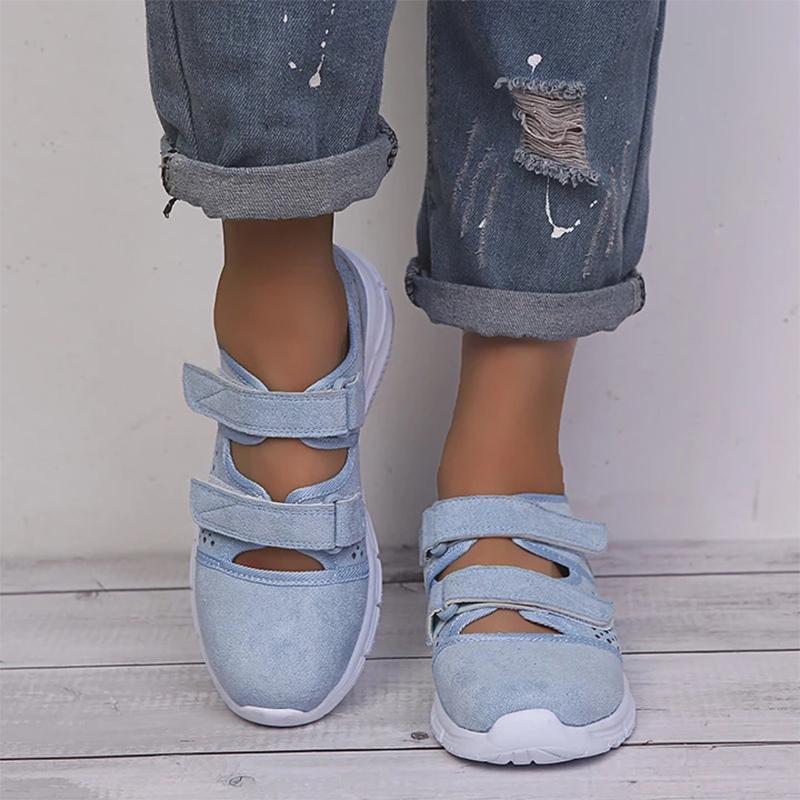 Breathable Mesh Hook Loop Flat Sneakers - Image 4