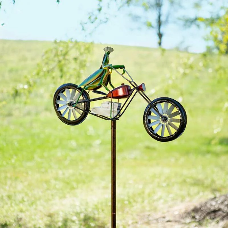 Frogs on a Vintage Bicycle Metal Wind Spinner - Image 4