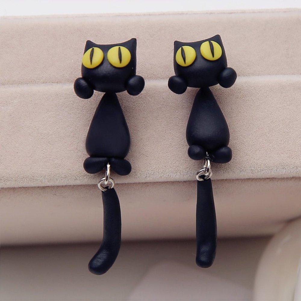 Unique Yellow-Eye Cat Earrings - Image 4