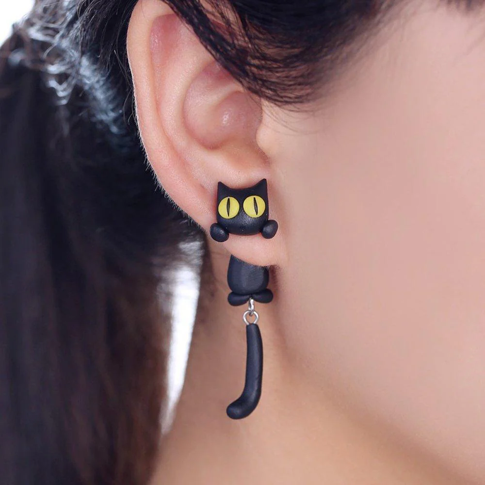 Unique Yellow-Eye Cat Earrings - Image 7